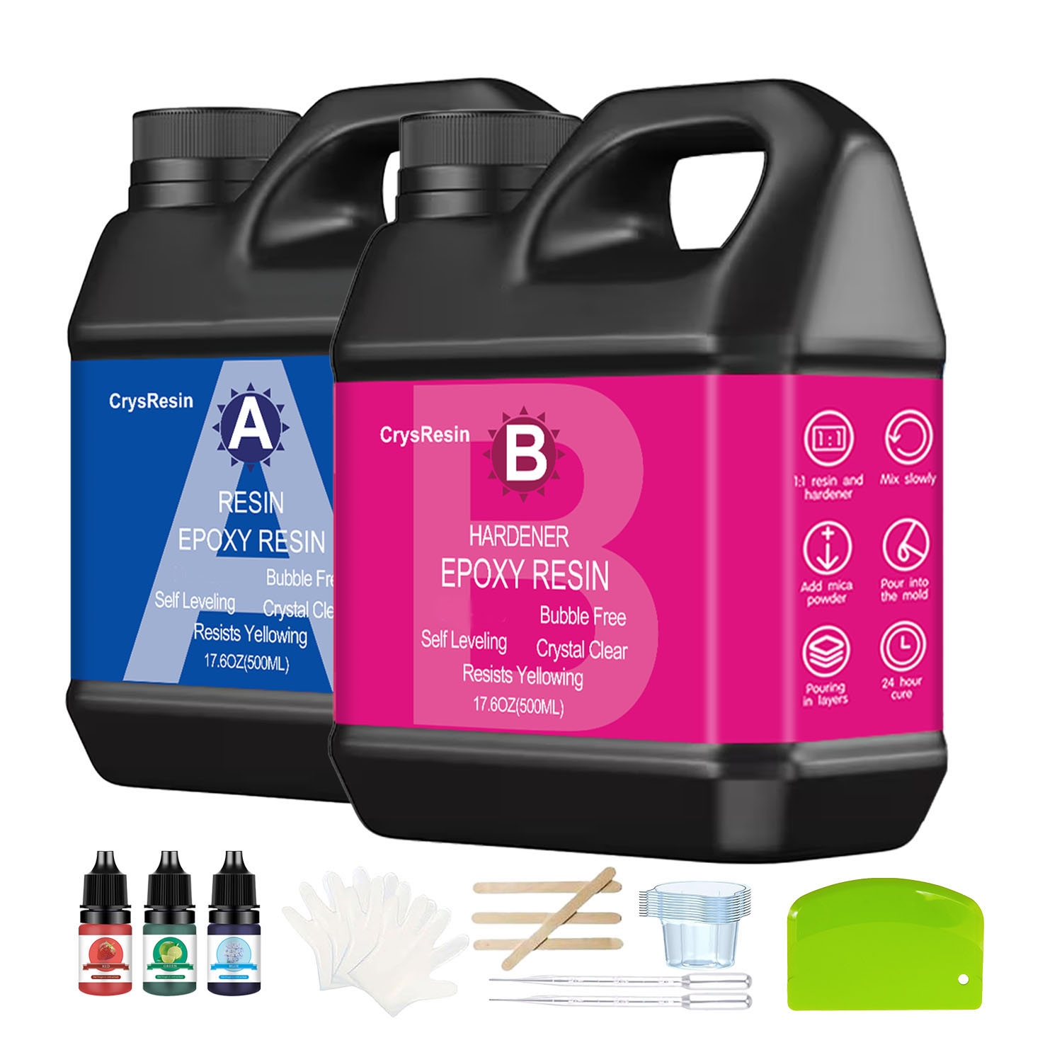 Resin Jewelry Kit - Kryształowo Przejrzysta Żywica Epoksydowa 1:1, Szybkoschnąca,