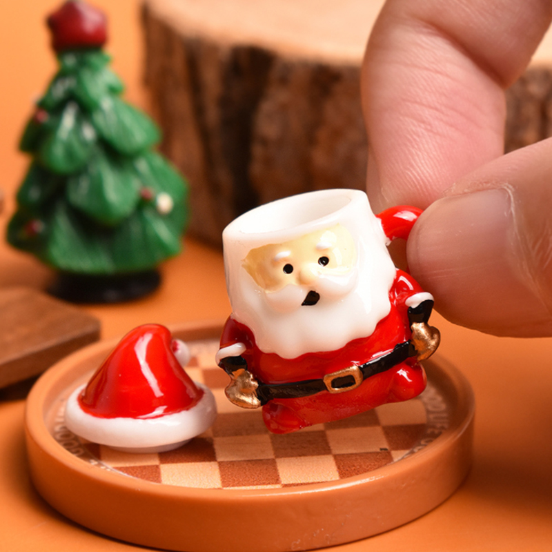 Resin Craft Supplies - Mini Święty Mikołaj w filiżance -